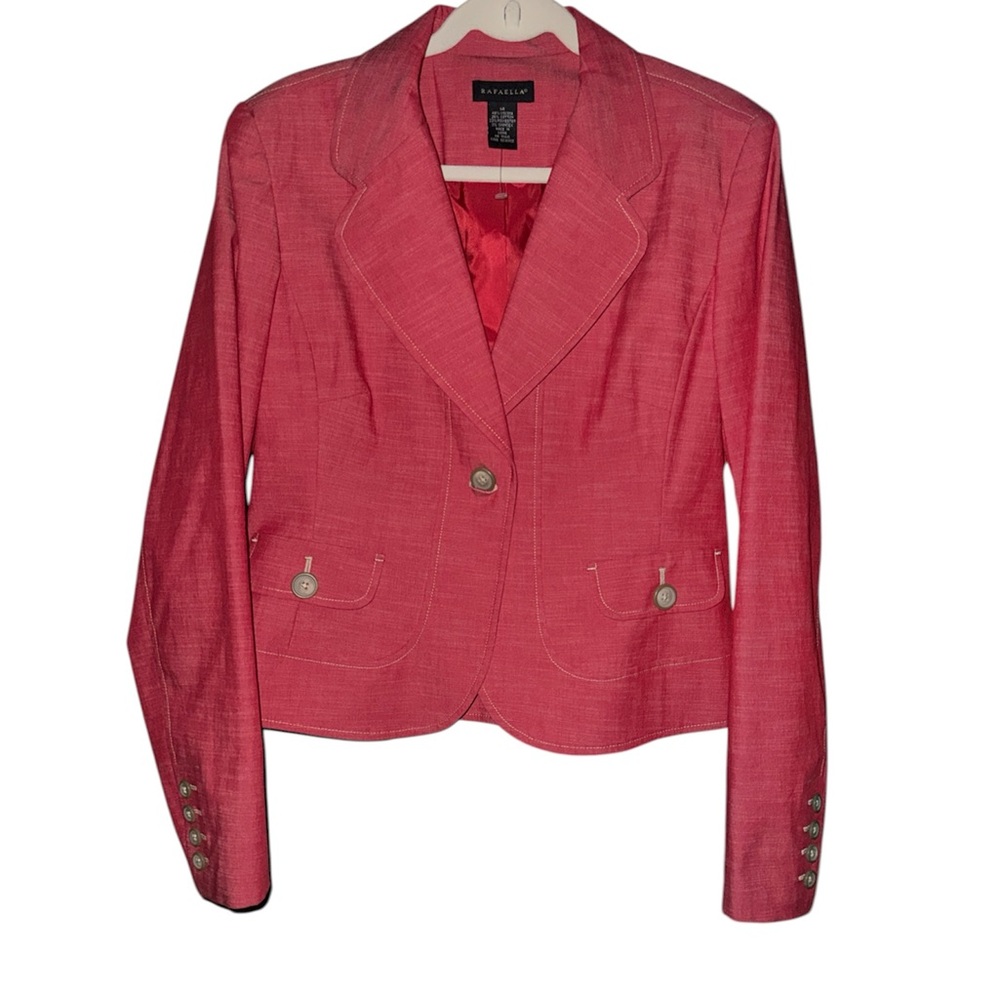 RAFAELLA® Red Blazer (Pink Undertone) | NWT | Size 14 | Tailored Stretch Jacket